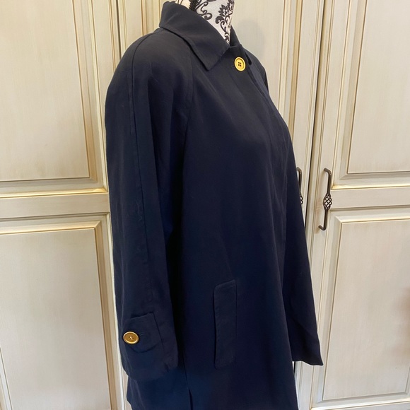 Anne Klein II Size Small Navy Blue 100% Pure New Wool Coat with Gold Accents - Picture 2 of 9